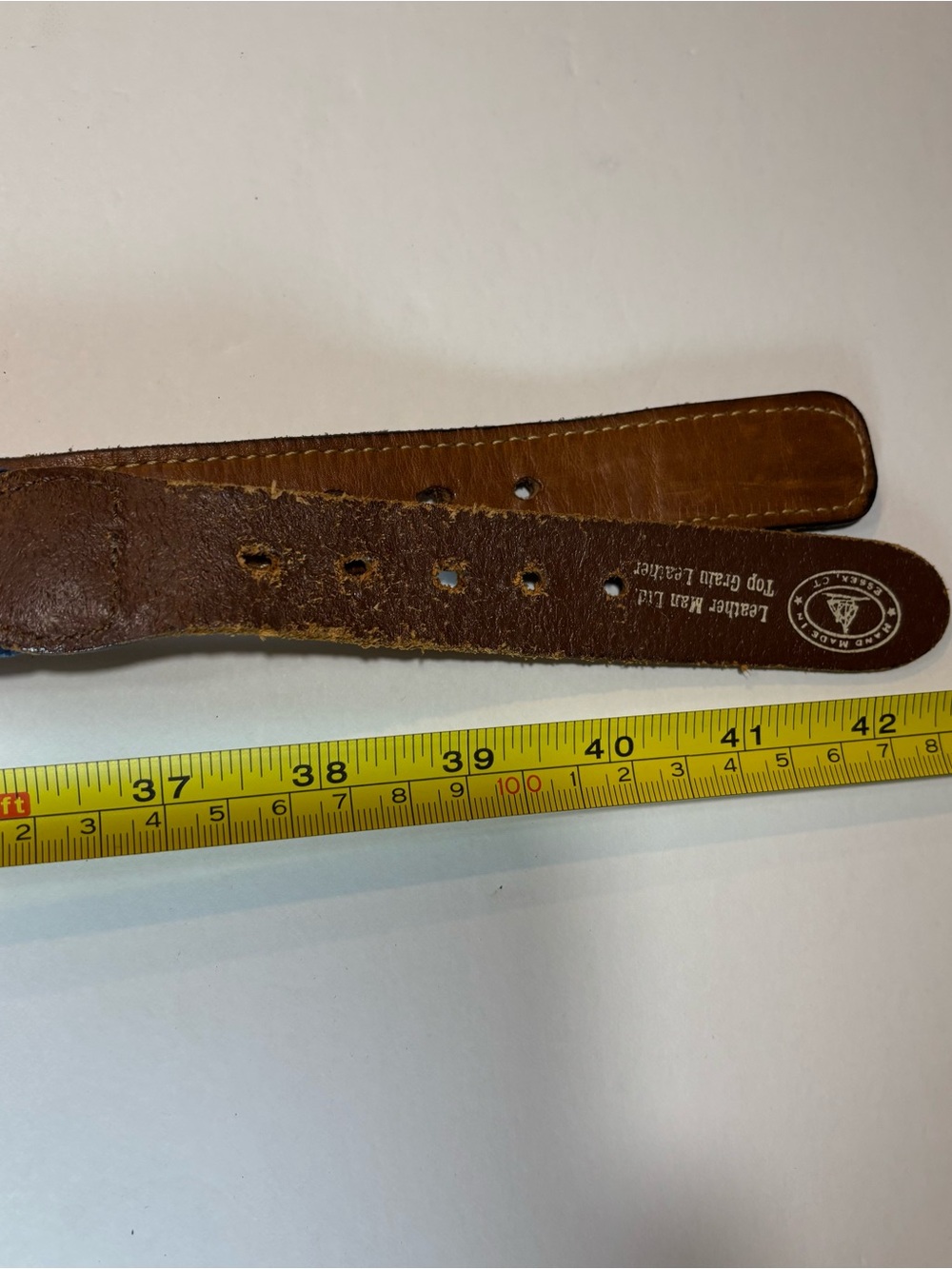 Lot Of 2 Leather Man Ltd Surcingle Belt Mens 38 Nautical Flag Canvas Leather - Picture 6 of 6